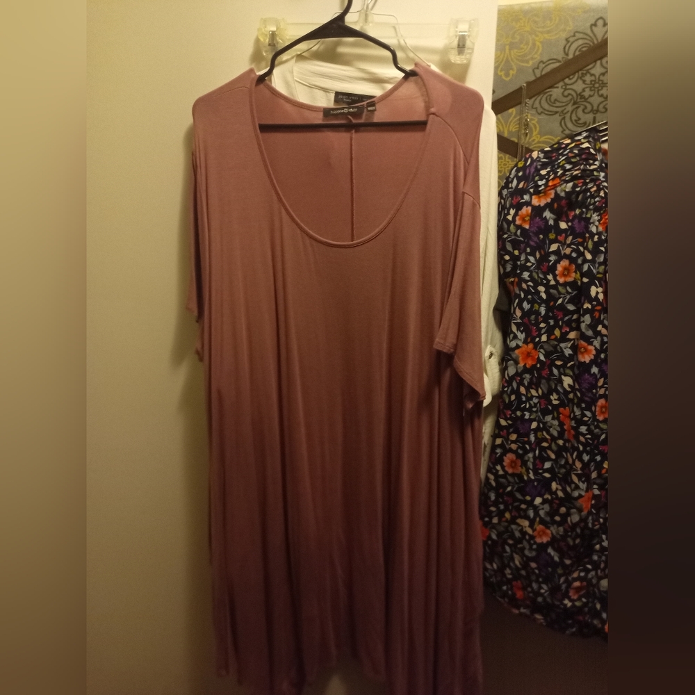 Dusty mauve hippie chic knit tunic with pockets